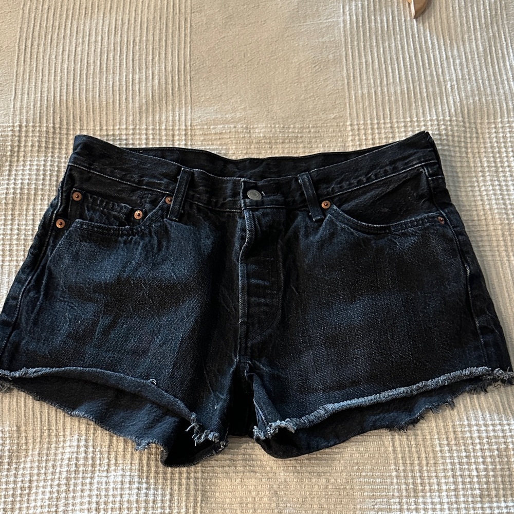 Black Denim Levi Women Shorts